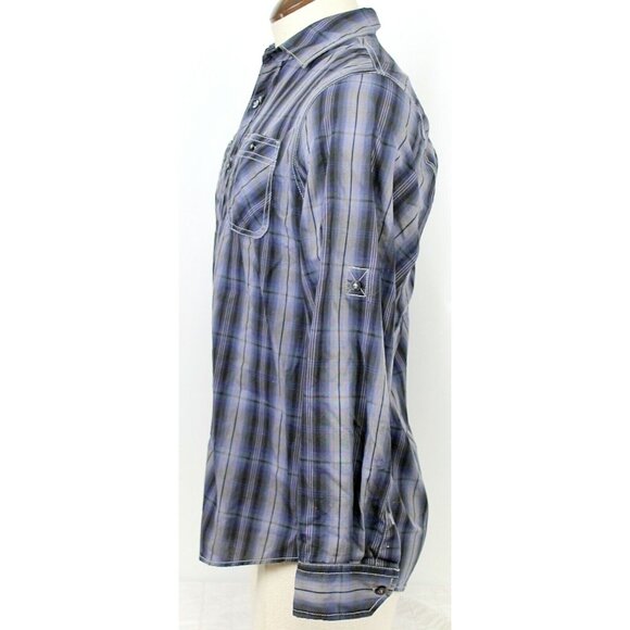 Michael Brandon Sz S Blue Plaid Button Up Shirt Mens Casual Everyday Long Sleeve - Picture 2 of 6